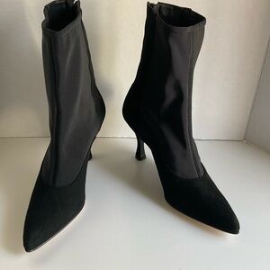 Donald J. Pliner Handmade Black Suede Leather /Mesh High Ankle Boots Size 8M
